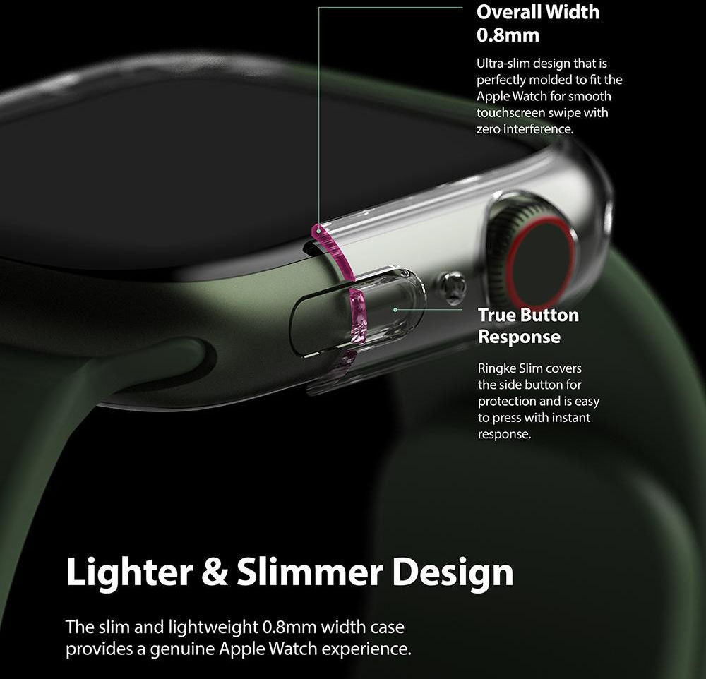 Ringke Slim Apple Watch 7/8/9 45MM Hoesje Transparant Grijs (2-Pack) afbeelding 5