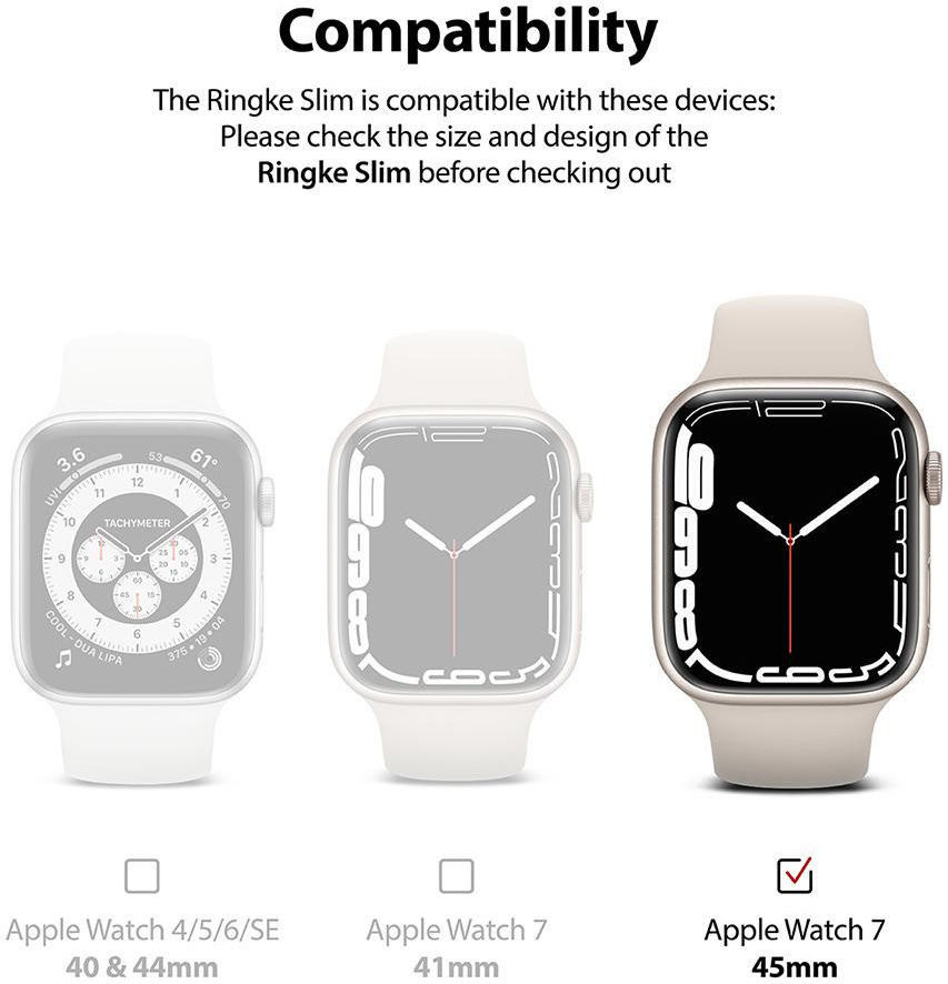 Ringke Slim Apple Watch 7/8/9 45MM Hoesje Transparant Grijs (2-Pack) afbeelding 10