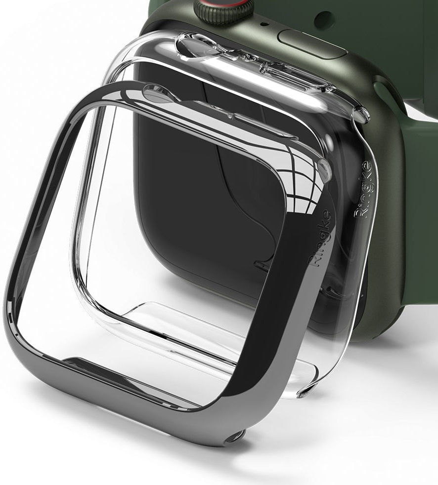 Ringke Slim Apple Watch 7/8/9 45MM Hoesje Transparant Zilver (2-Pack) afbeelding 1