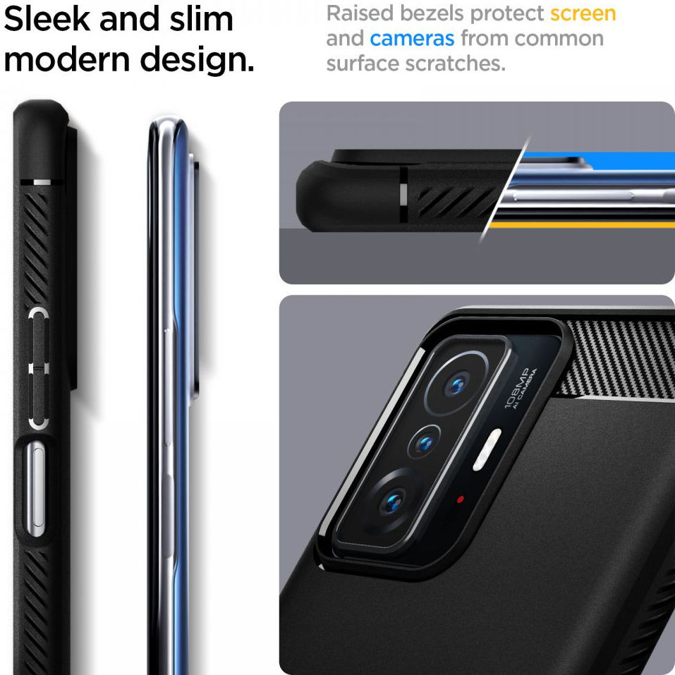 Spigen Rugged Armor Xiaomi 11T / 11T Pro Hoesje Back Cover Zwart afbeelding 5