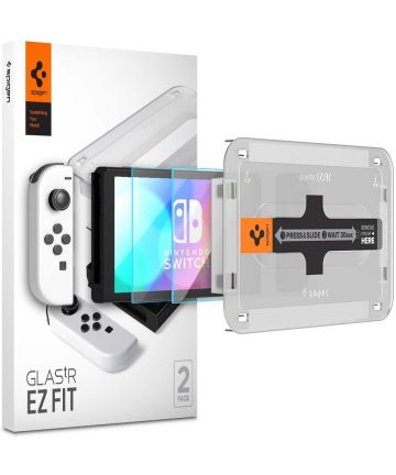 Spigen EZ Fit Glas.tR Nintendo Switch OLED Screen Protector (2-Pack) Screen Protectors