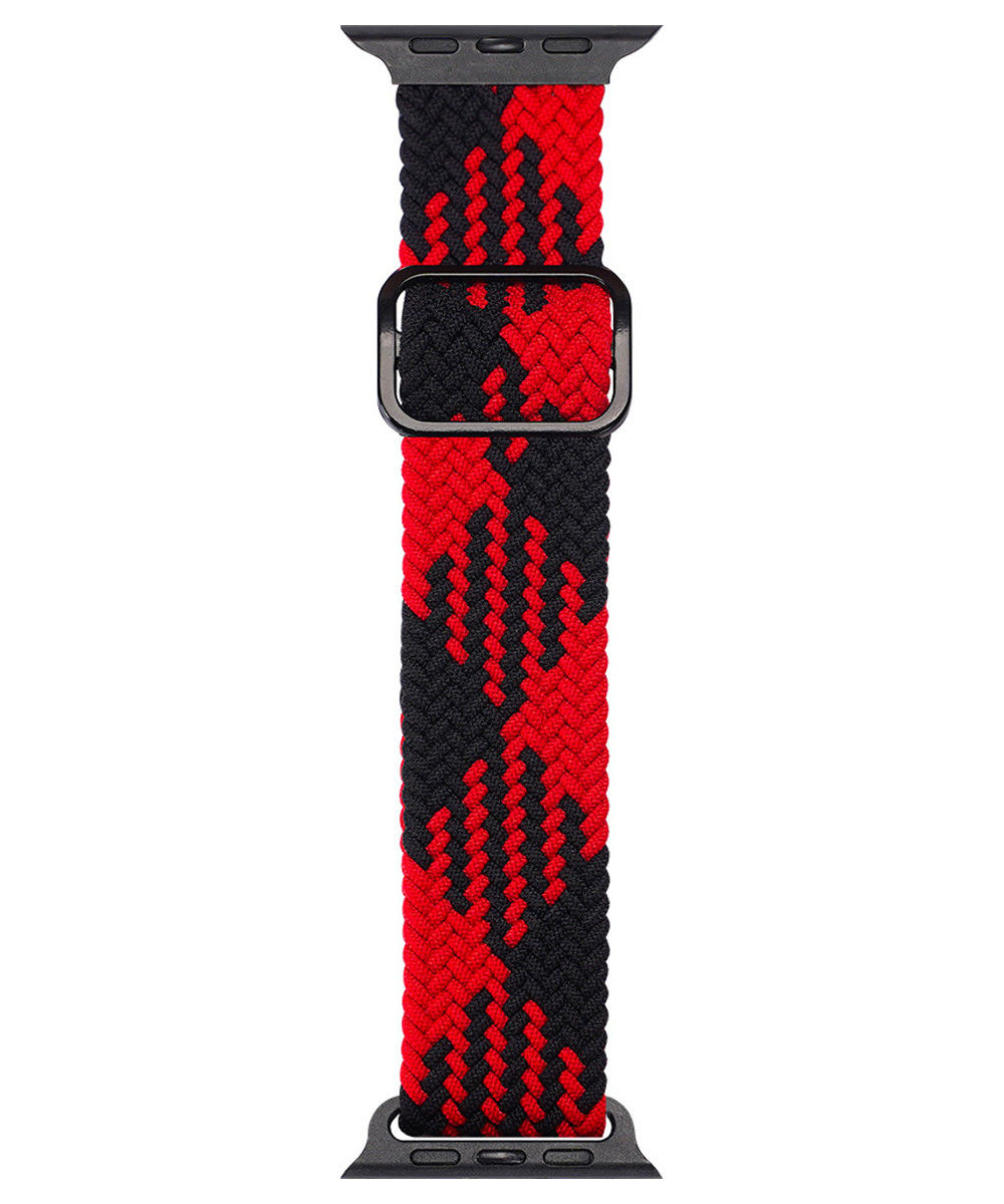 Dux Ducis Gevlochten Apple Watch 41MM / 40MM / 38MM Band Solo Loop Rood/Zwart afbeelding 1
