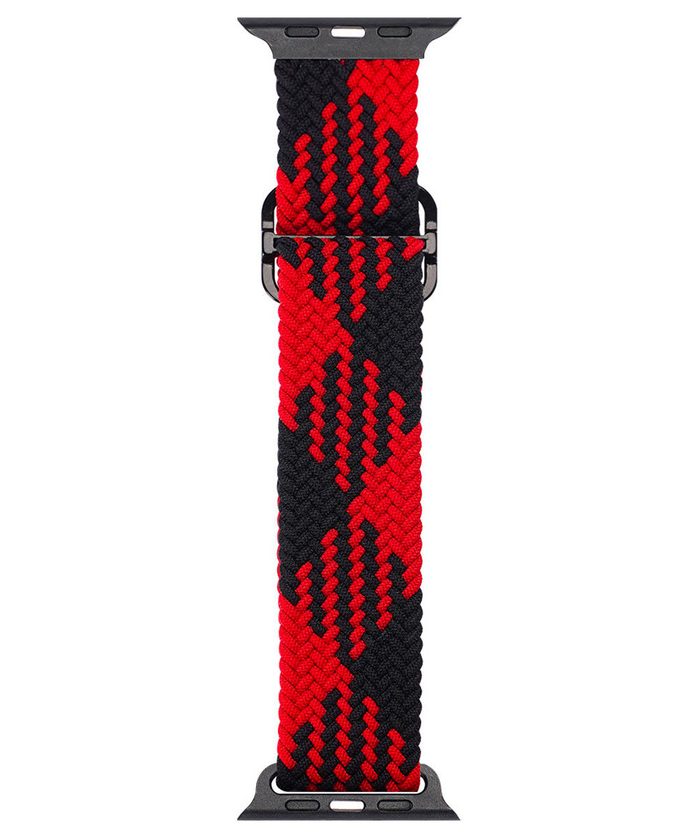 Dux Ducis Gevlochten Apple Watch 41MM / 40MM / 38MM Band Solo Loop Rood/Zwart afbeelding 2
