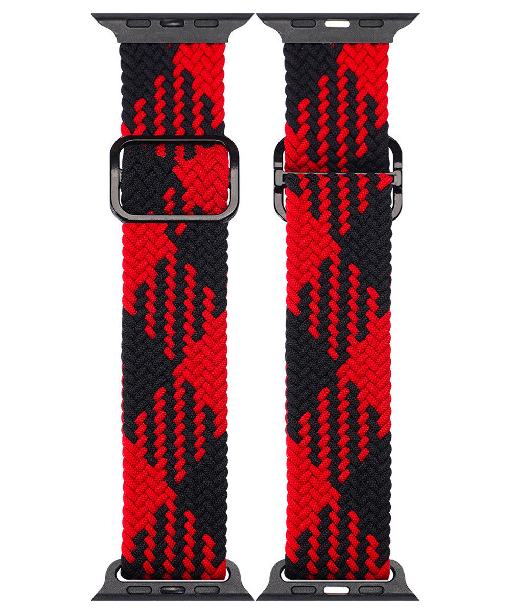 Dux Ducis Gevlochten Apple Watch 41MM / 40MM / 38MM Band Solo Loop Rood/Zwart afbeelding 5