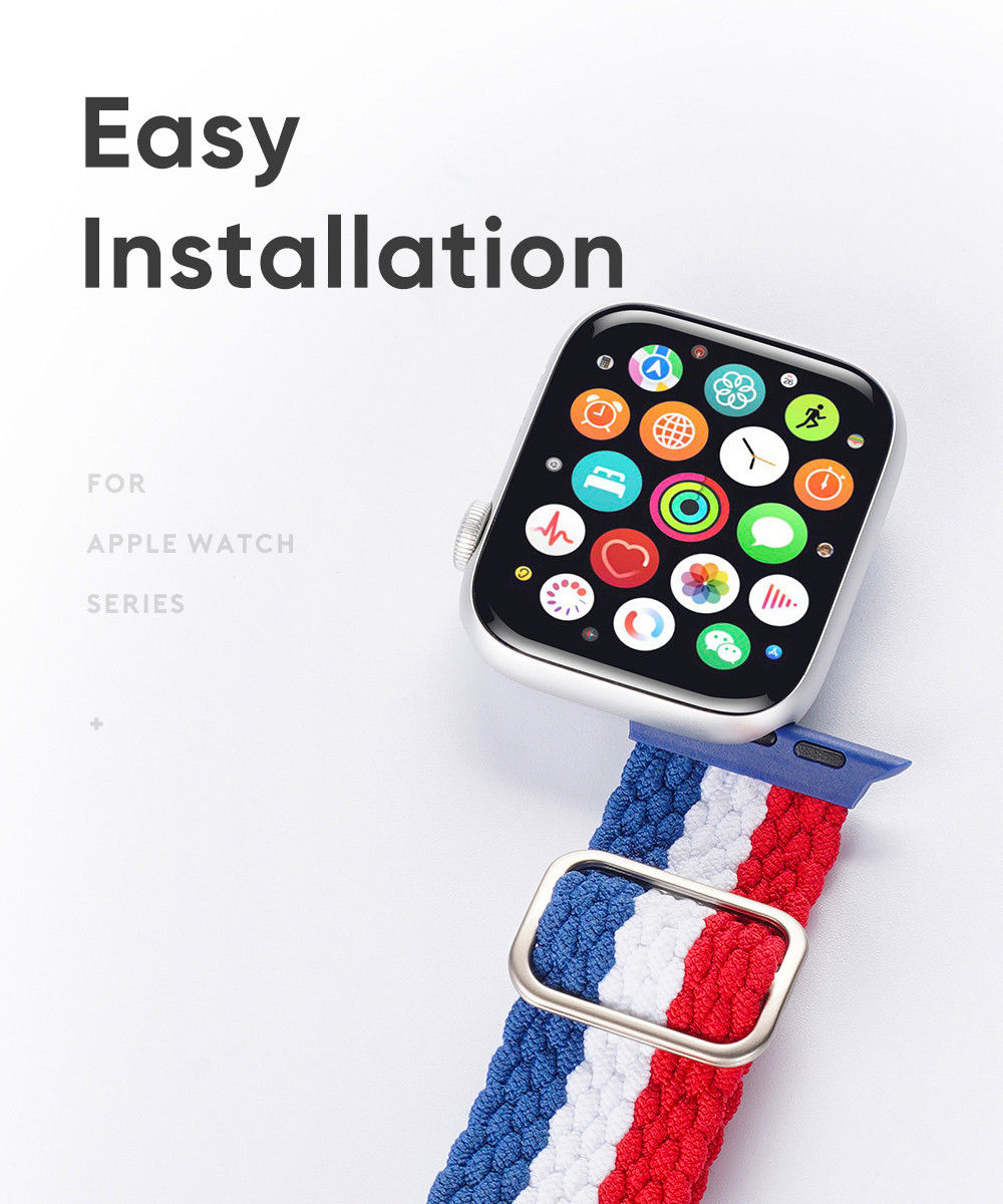 Dux Ducis Apple Watch 41MM / 40MM / 38MM Band Solo Loop Blauw/Wit afbeelding 4