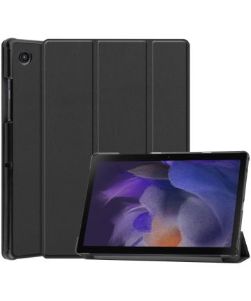 Samsung Galaxy Tab A8 2021 Hoes Tri-Fold Book Case Kunstleer Zwart Hoesjes