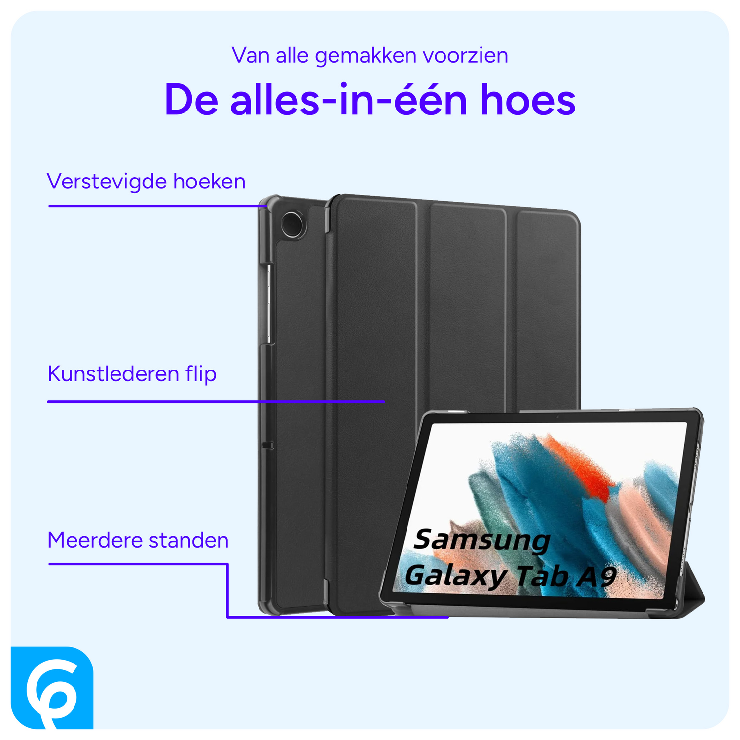 Samsung Galaxy Tab A8 Hoes Tri-Fold Book Case Zwart afbeelding 7