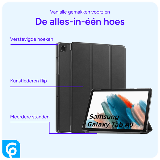 Samsung Galaxy Tab A8 Hoes Tri-Fold Book Case Zwart afbeelding 7