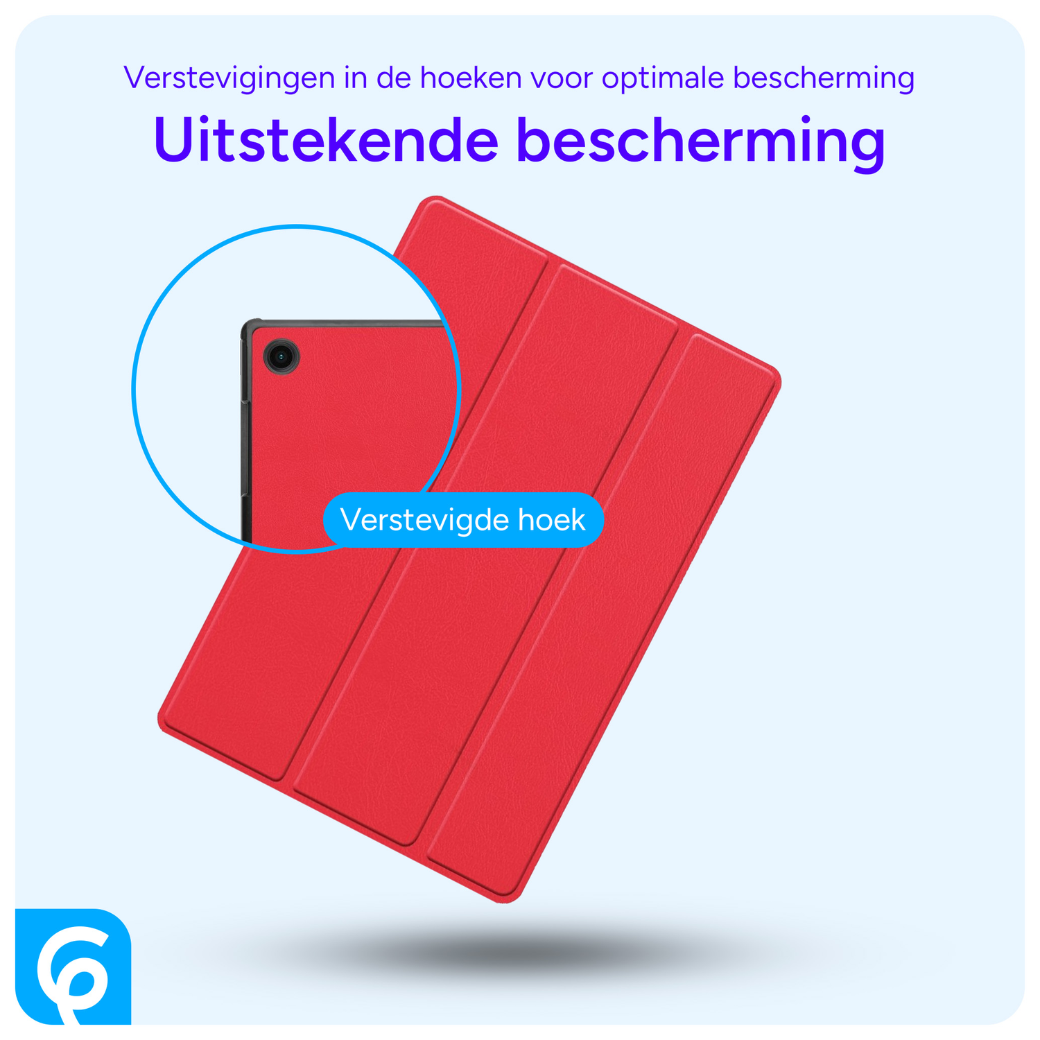 Samsung Galaxy Tab A8 Hoes Tri-Fold Book Case Rood afbeelding 2