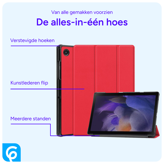 Samsung Galaxy Tab A8 Hoes Tri-Fold Book Case Rood afbeelding 3