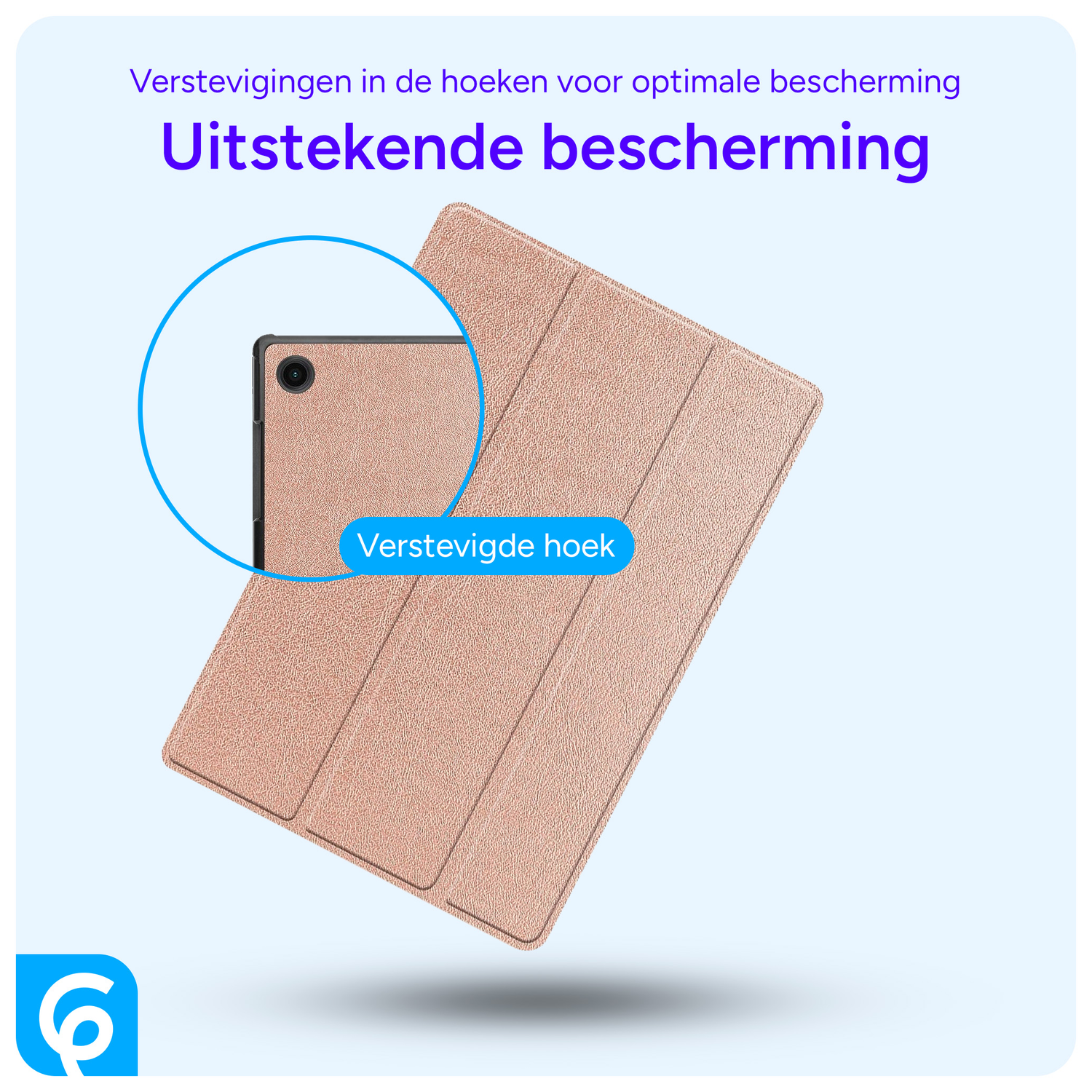 Samsung Galaxy Tab A8 Hoes Tri-Fold Book Case Roze Goud afbeelding 2