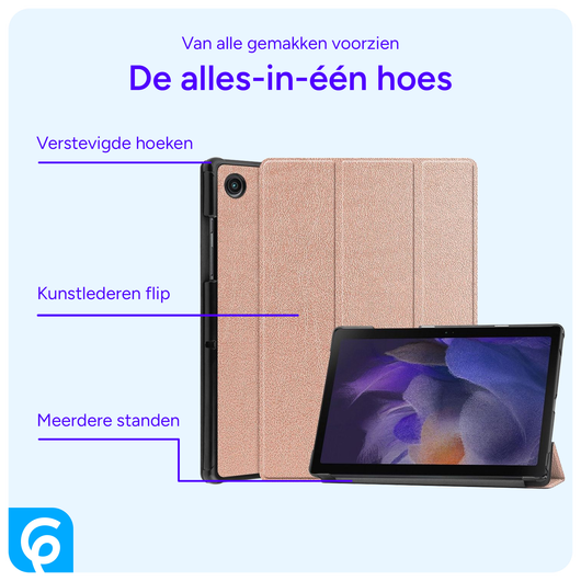 Samsung Galaxy Tab A8 Hoes Tri-Fold Book Case Roze Goud afbeelding 3