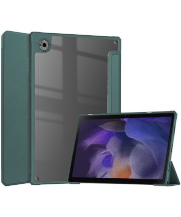 Samsung Galaxy Tab A8 Hoes Tri-Fold Book Case Kunstleer Groen Hoesjes