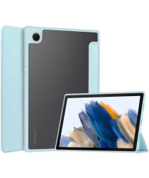 Samsung Galaxy Tab A8 Hoes Tri-Fold Book Case Kunstleer Blauw