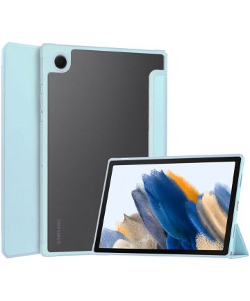 Samsung Galaxy Tab A8 Hoes Tri-Fold Book Case Kunstleer Blauw Hoesjes