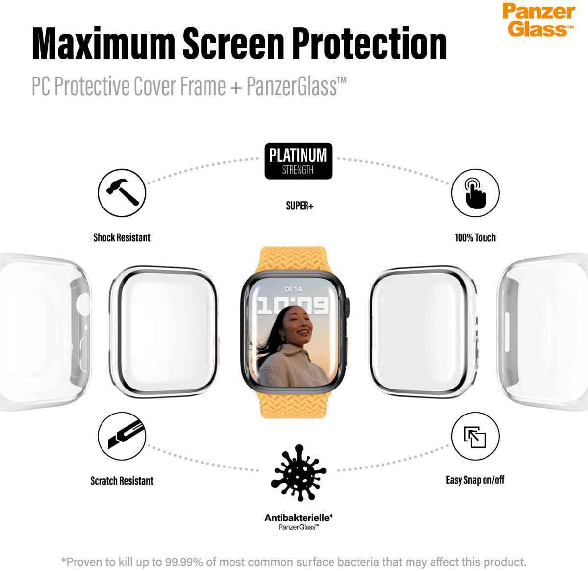 PanzerGlass Full Body Apple Watch Series 7 / 8 / 9 41MM Hoesje Zwart afbeelding 10