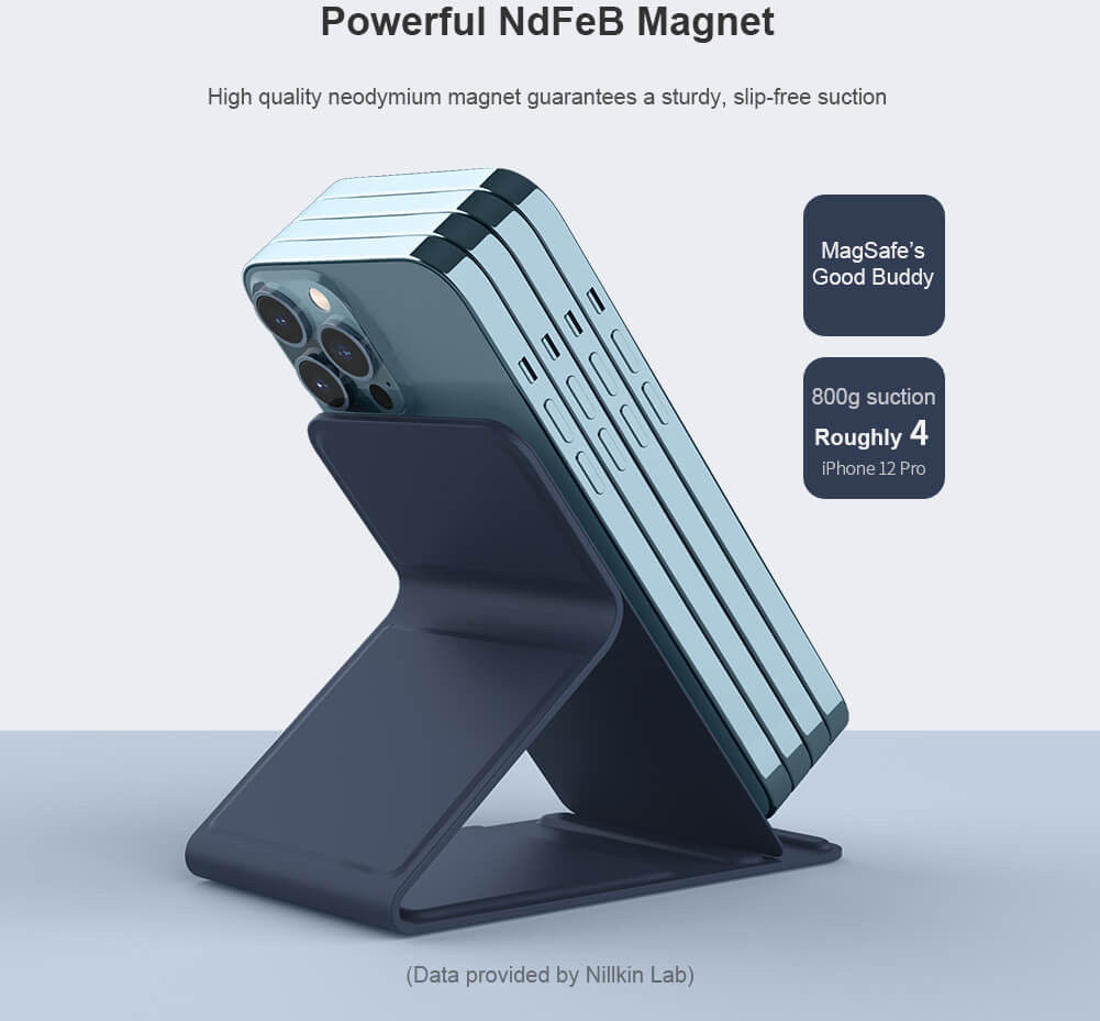 Nillkin SnapBase Magnetische MagSafe Stand Echt Leer Houder Blauw afbeelding 7