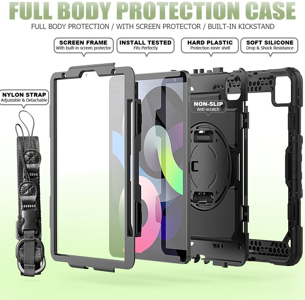 iPad Air (2020/2022) / iPad Pro 11 (2018/2020) Hoes Full Protect Zwart afbeelding 3