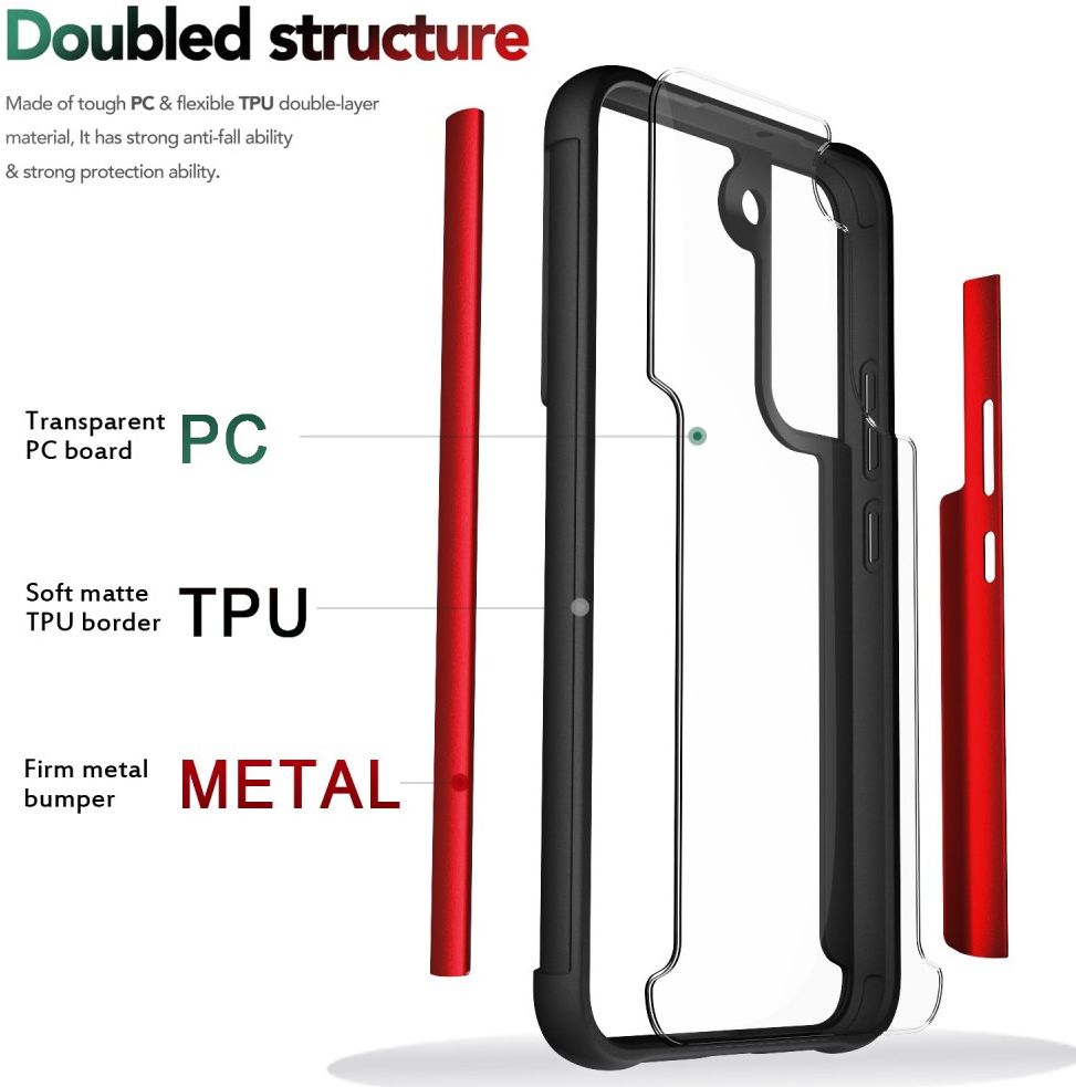 Samsung Galaxy S22 Plus Hoesje Volledig Schokbestendig Cover Zwart afbeelding 3