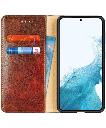Samsung Galaxy S22 Hoesje Portemonnee Book Case Bruin Hoesjes