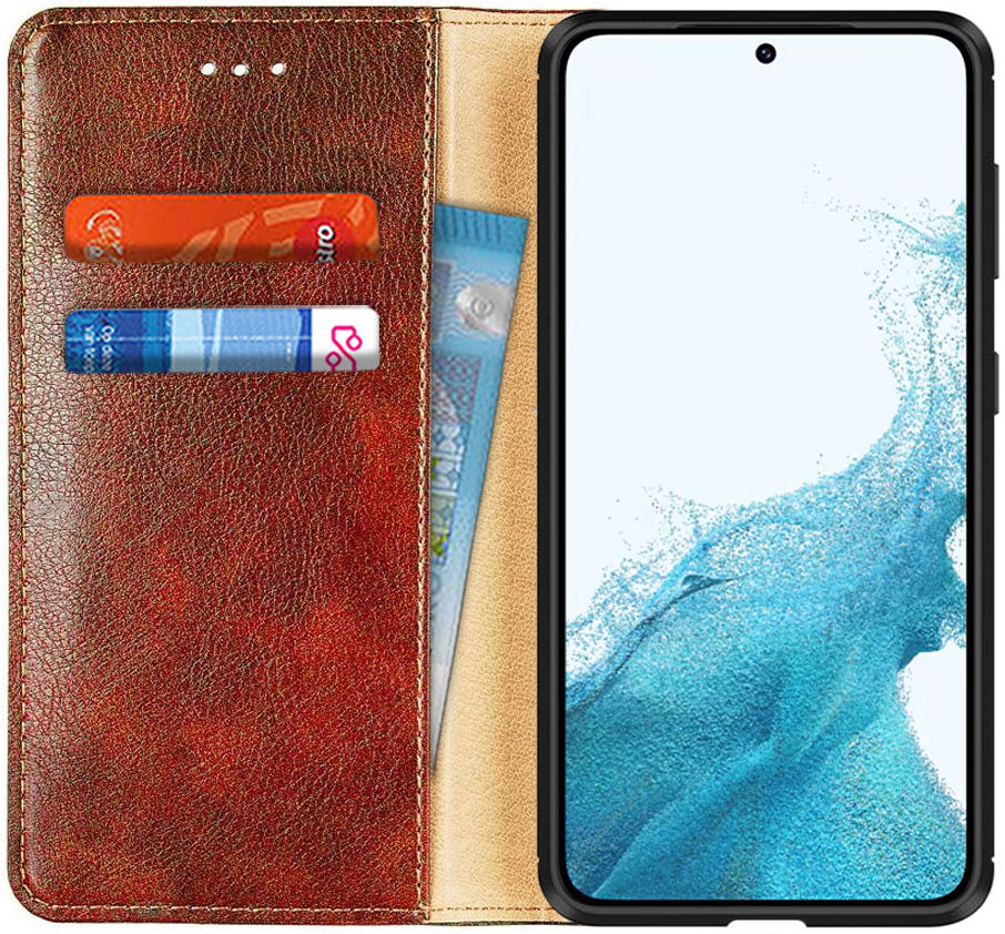 Samsung Galaxy S22 Hoesje Portemonnee Book Case Bruin afbeelding 1