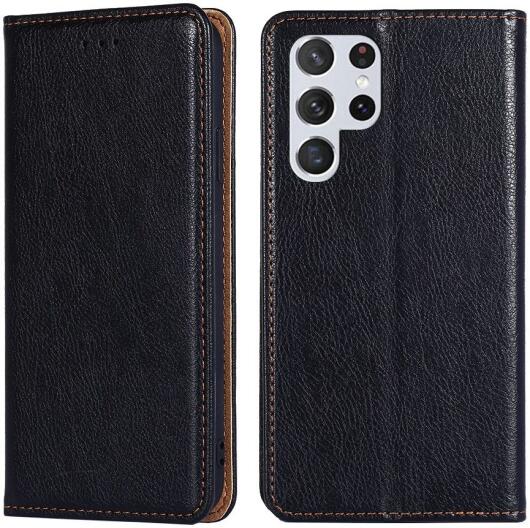 Samsung Galaxy S22 Ultra Hoesje met Pasjes Book Case Kunstleer Zwart afbeelding 4