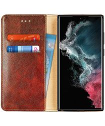 Samsung Galaxy S22 Hoesje met Pasjes Book Case Kunstleer Bruin