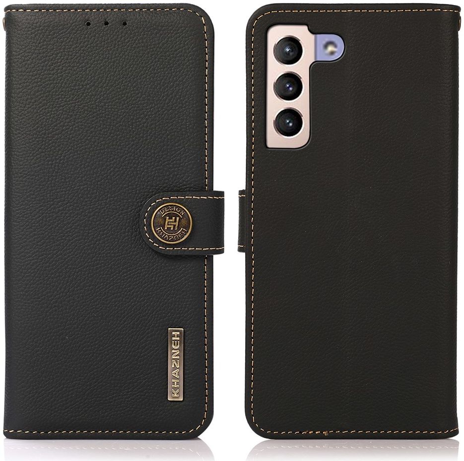 KHAZNEH Samsung Galaxy S22 Plus Hoesje RFID Book Case Echt Leer Zwart afbeelding 3