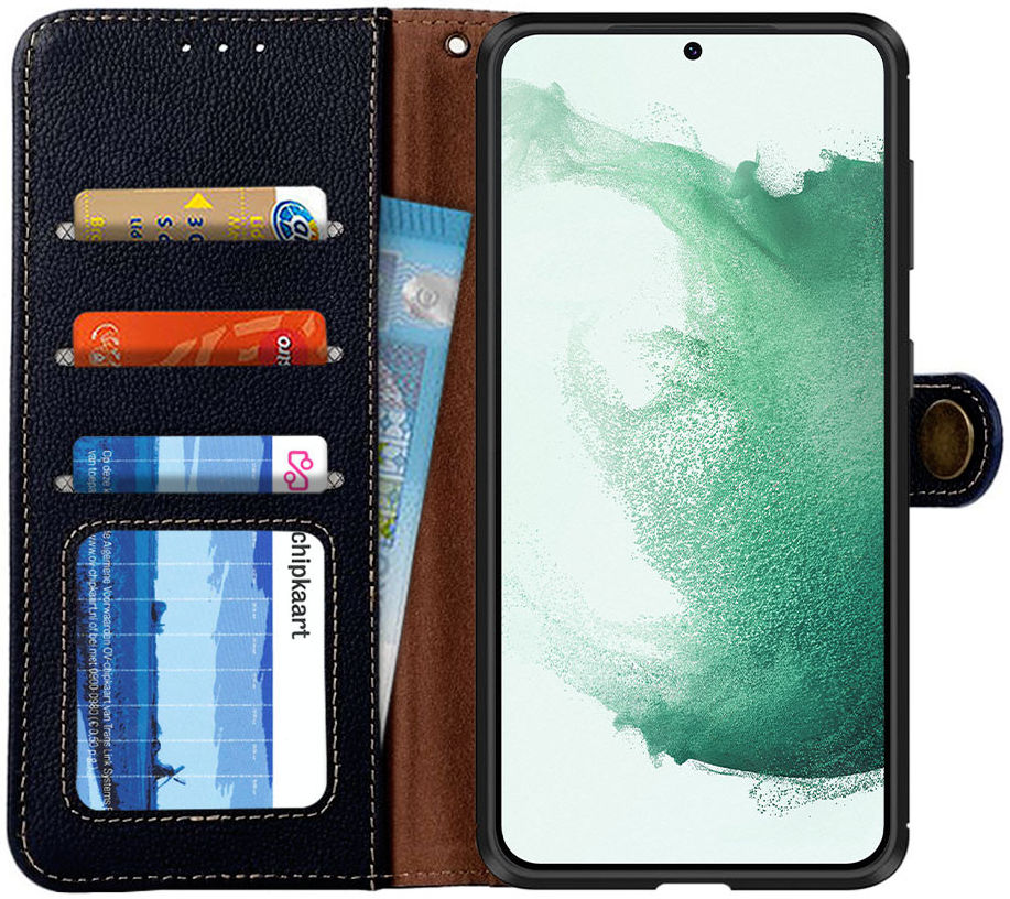 Slovenië Schrijf op moreel KHAZNEH Samsung Galaxy S22 Plus Hoesje RFID Book Case Echt Leer Zwart |  GSMpunt.nl