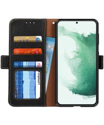 KHAZNEH Samsung Galaxy S22 Plus Hoesje RFID Wallet Echt Leer Zwart