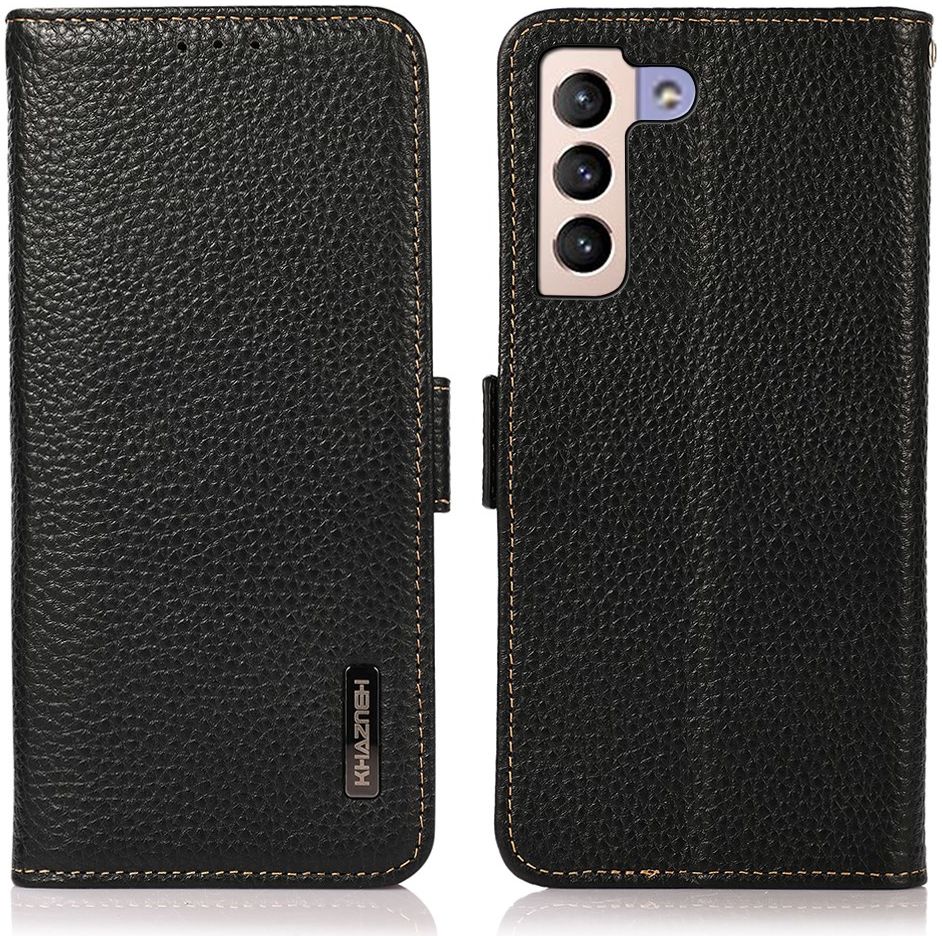 KHAZNEH Samsung Galaxy S22 Plus Hoesje RFID Wallet Echt Leer Zwart afbeelding 6