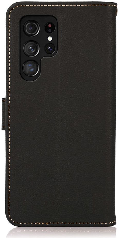 KHAZNEH Samsung Galaxy S22 Ultra Hoesje RFID Book Case Echt Leer Zwart afbeelding 3