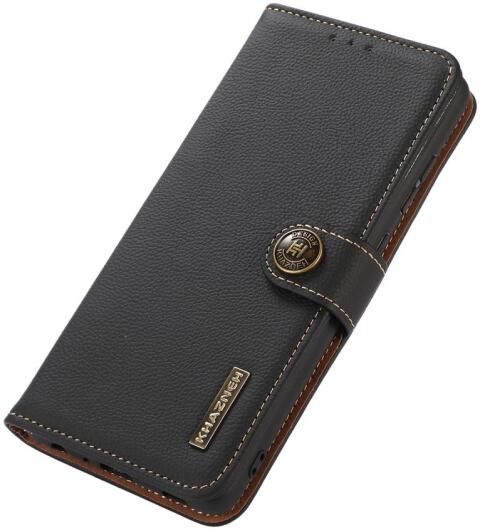 KHAZNEH Samsung Galaxy S22 Ultra Hoesje RFID Book Case Echt Leer Zwart afbeelding 6