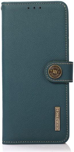 KHAZNEH Samsung Galaxy S22 Ultra Hoesje RFID Book Case Echt Leer Groen afbeelding 2