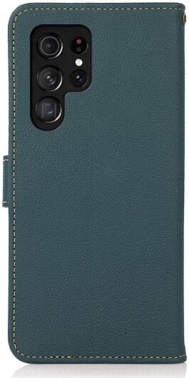 KHAZNEH Samsung Galaxy S22 Ultra Hoesje RFID Book Case Echt Leer Groen afbeelding 3