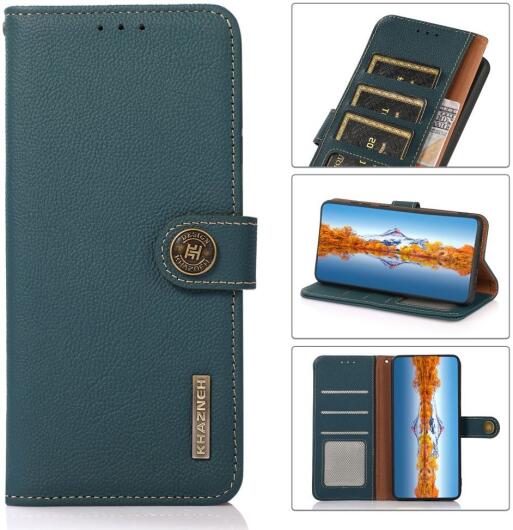 KHAZNEH Samsung Galaxy S22 Ultra Hoesje RFID Book Case Echt Leer Groen afbeelding 9