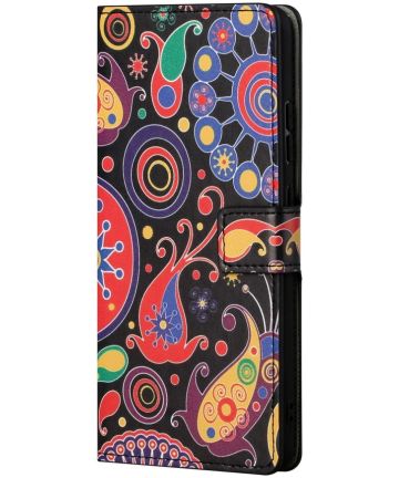 Samsung Galaxy S22 Hoesje Portemonnee Patroon Print Zwart Hoesjes