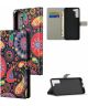 Samsung Galaxy S22 Hoesje Portemonnee Patroon Print Zwart