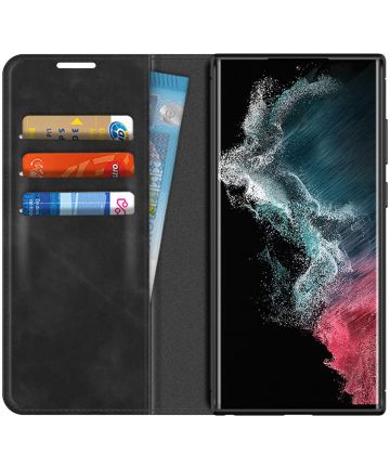 Samsung Galaxy S22 Ultra Hoesje Wallet Book Case Zwart Hoesjes