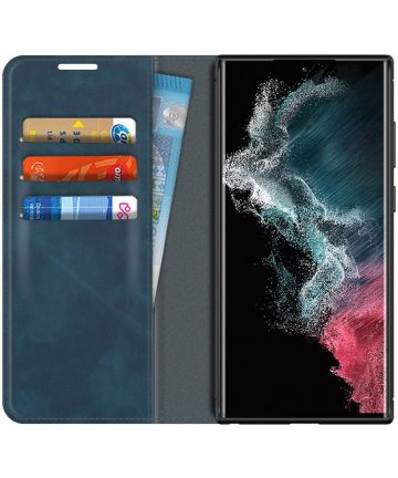 Samsung Galaxy S22 Ultra Hoesje Wallet Book Case Blauw Hoesjes