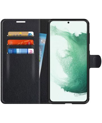 Samsung Galaxy S22 Plus Hoesje Portemonnee Book Case Kunstleer Zwart Hoesjes