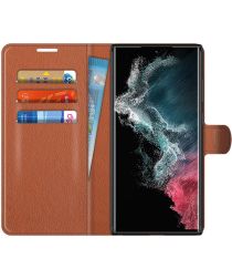 Samsung Galaxy S22 Ultra Hoesje Portemonnee Book Case Kunstleer Bruin