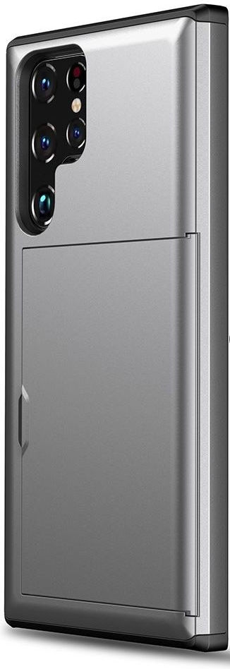 Samsung Galaxy S22 Ultra Hoesje met Kaarthouder Back Cover Grijs afbeelding 2