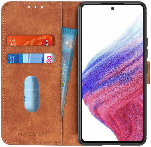 KHAZNEH Samsung Galaxy A53 Hoesje Vintage Wallet Book Case Bruin afbeelding 1