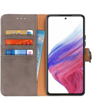 KHAZNEH Samsung Galaxy A53 Hoesje Wallet Book Case Kunstleer Grijs Hoesjes