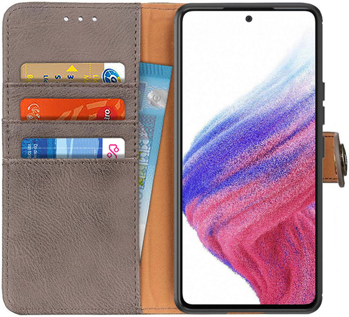 KHAZNEH Samsung Galaxy A53 Hoesje Wallet Book Case Kunstleer Grijs afbeelding 1