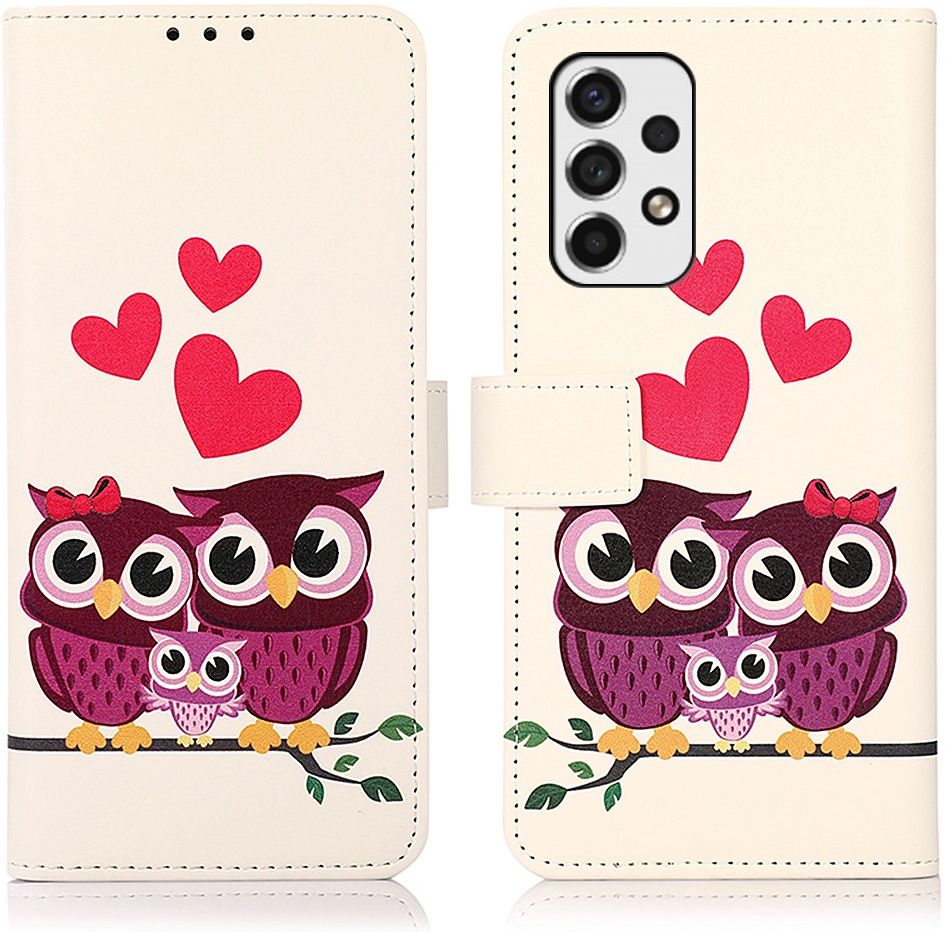 Samsung Galaxy A53 Book Case Hoesje Wallet met Uilen Print afbeelding 3