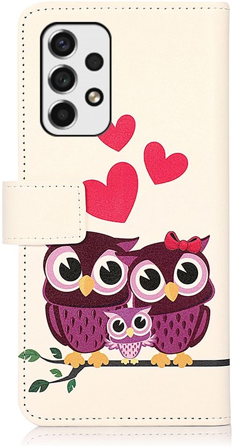 Samsung Galaxy A53 Book Case Hoesje Wallet met Uilen Print afbeelding 4