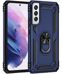 Samsung Galaxy S22 Plus Hoesje Hybride Kickstand Ring Back Cover Blauw