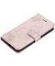 Samsung Galaxy S22 Hoesje Wallet Case met Koord Vlinder Print Goud